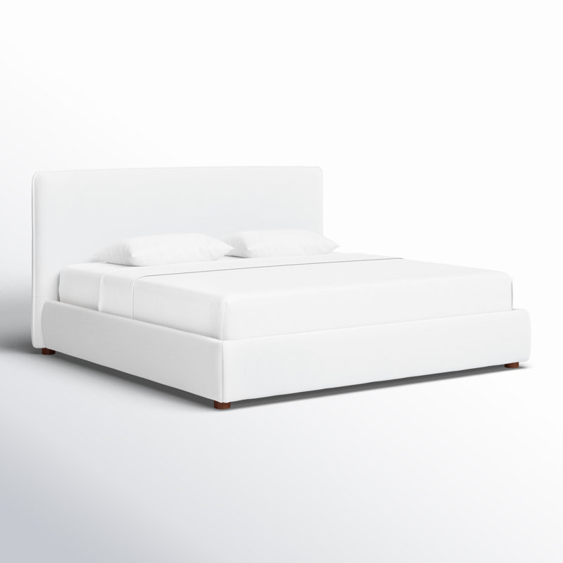 Callahan Upholstered Platform Bed, King, Ivory Linen