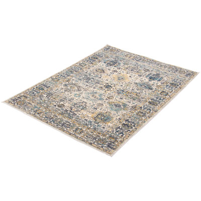 Tapis oriental bleu / ivoire