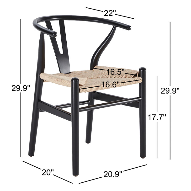 Chaise en bois massif Margo, Noir / Beige
