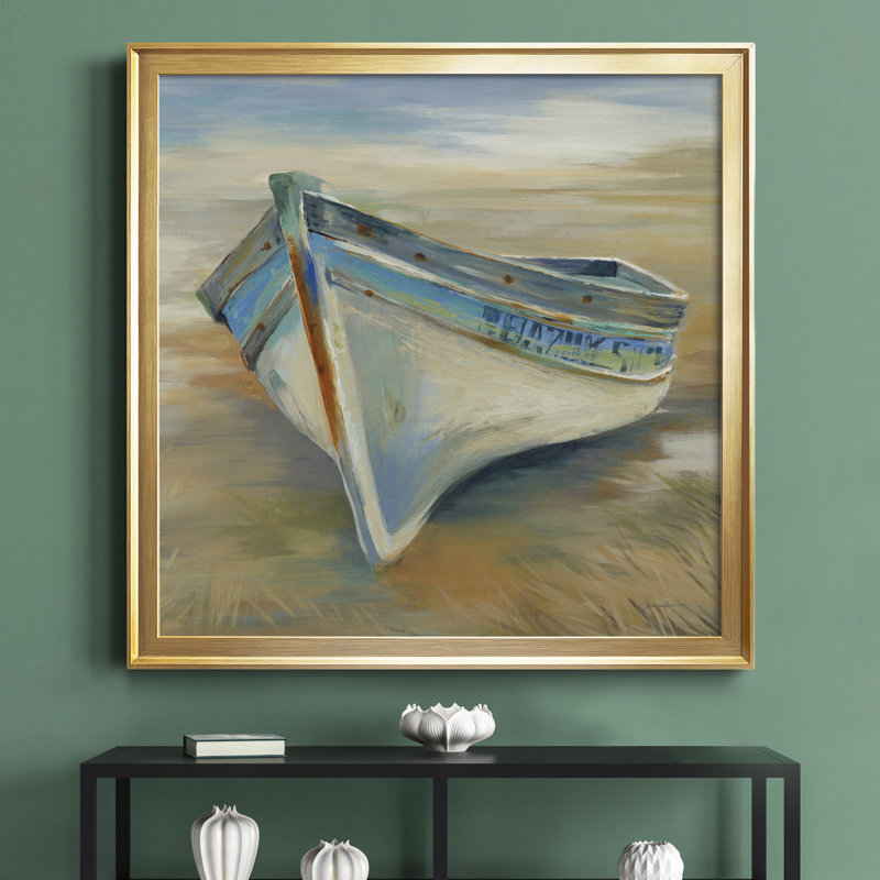 Low Tide - Reproduction d'art sur toile encadrée, H 34,5 po x l 34,5 po x P 1,5 po, Cadre blanc