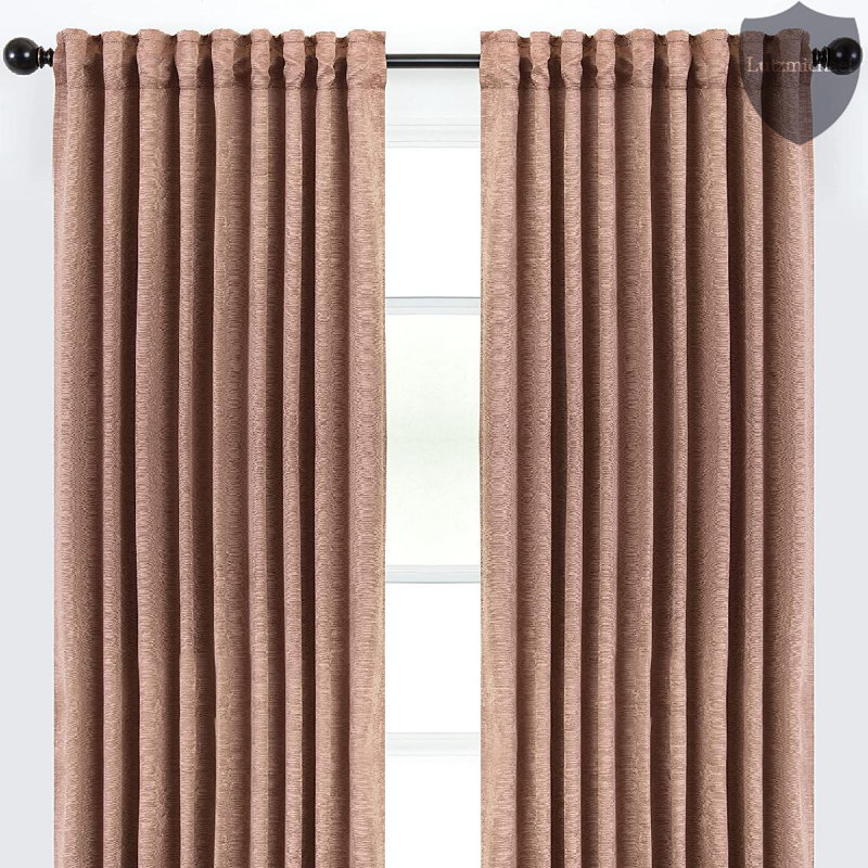 Silex Luxurious Solid Colour Room Darkening Curtain Panels, Beige, 52" x 96"