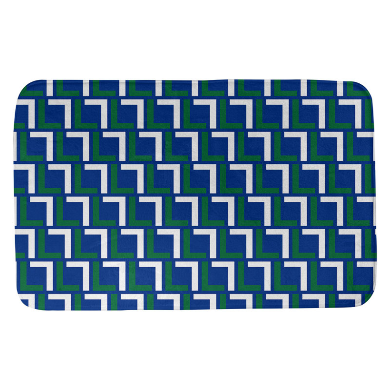 Tapis pour salle de bain Baltimore, l 21 po x L 34 po, Bleu / vert / blanc