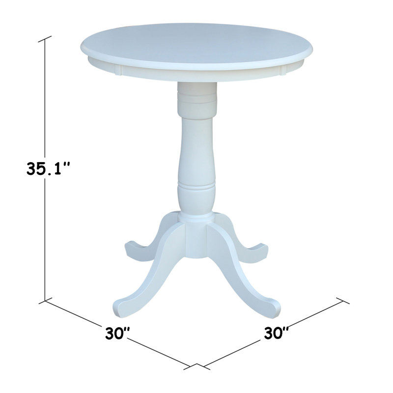 Table de salle à manger en bois massif Mosteller, Blanc, H 36 po x l 30 po x P 30 po
