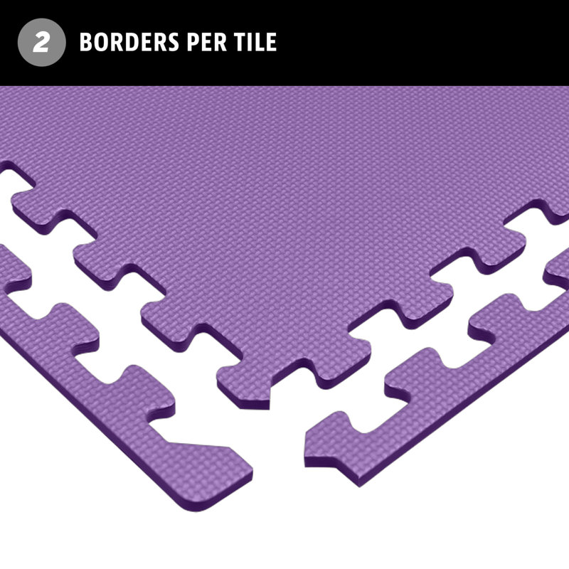 Purple EVA Foam Interlocking Gym Floor Tiles, 24" x 24", 6-Pack