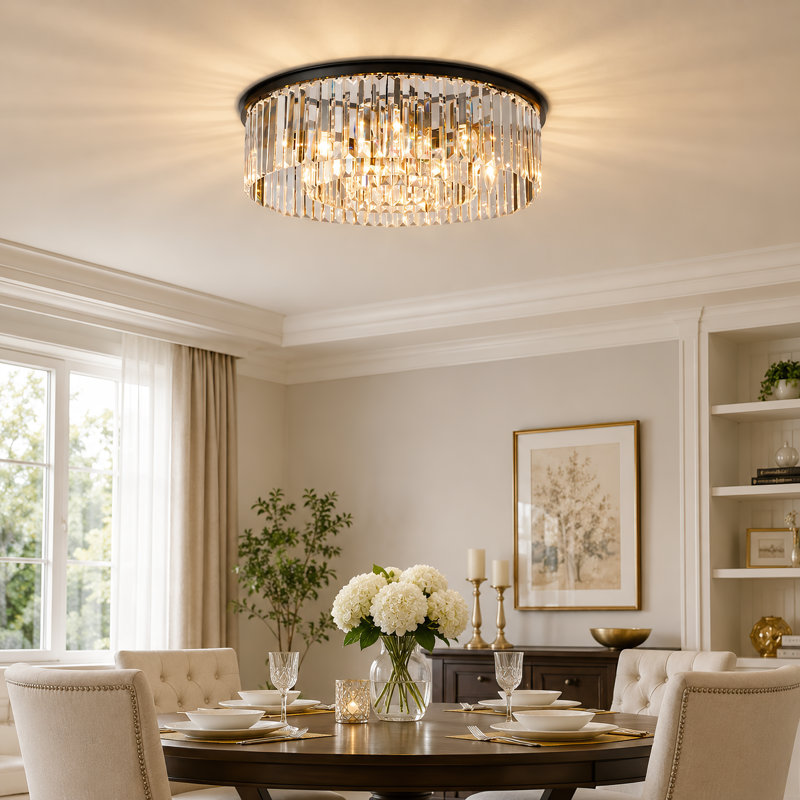 Lustre en cristal 9 lumières 23,6 po à double fixation (luminaire suspendu) 9 lumières