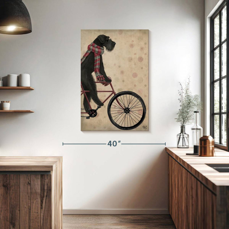 Brampt Schnauzer On Bicycle Black, 39" H x 26" W