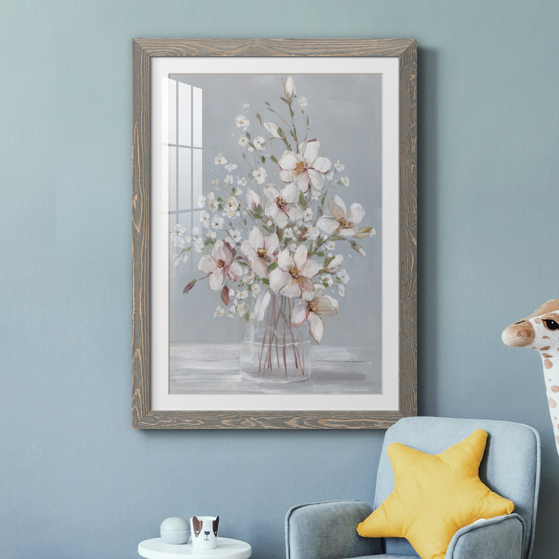 Magnolia Romance - Reproduction d'art sur papier encadrée, H 31 po x l 44 po x P 1 po, gris
