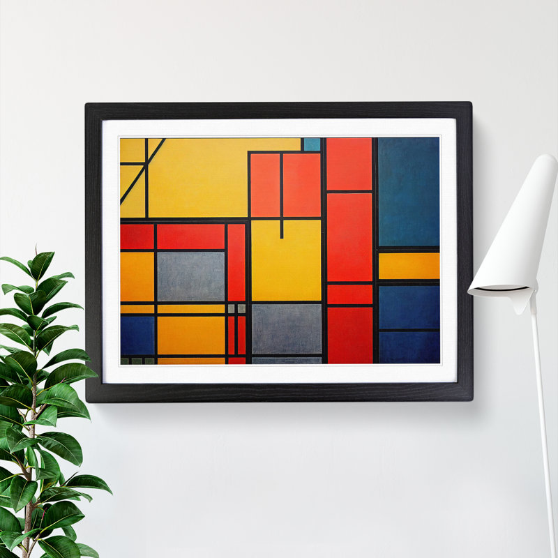 Abstract Cubism Art Vol.4 - Single Picture Frame Print, Black, 46cm H x 64cm W x 2cm D