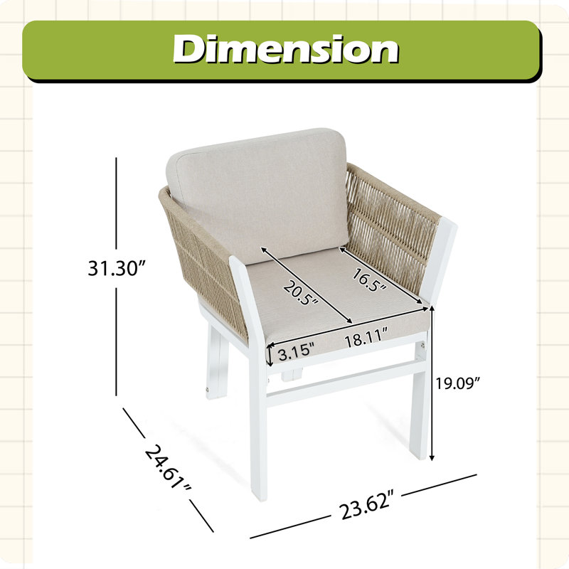 Ensemble de 2 chaises d'extérieur, Coussin beige / structure blanche