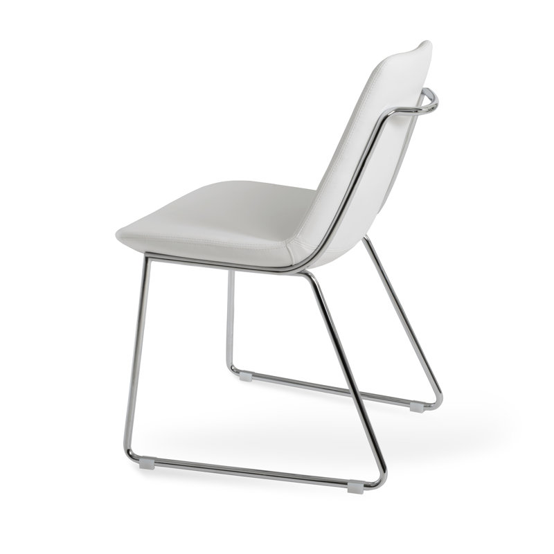 Eiffel poignée en cuir rembourrée chaise, Métal solide, Cuirette blanche
