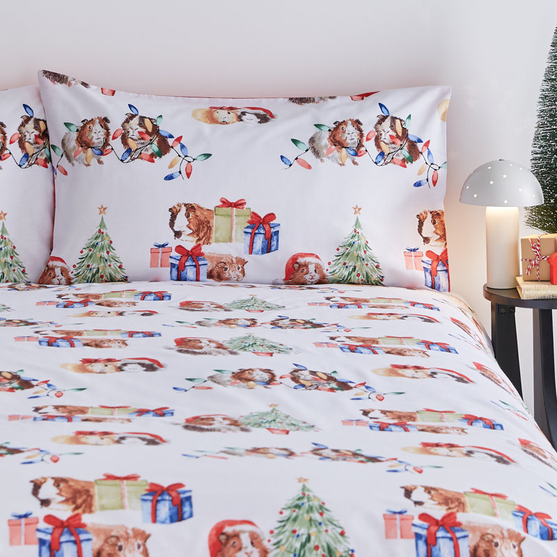 Christmas Guineapig Reversible Duvet Cover Set, Double Duvet Cover + 2 Standard Pillowcases