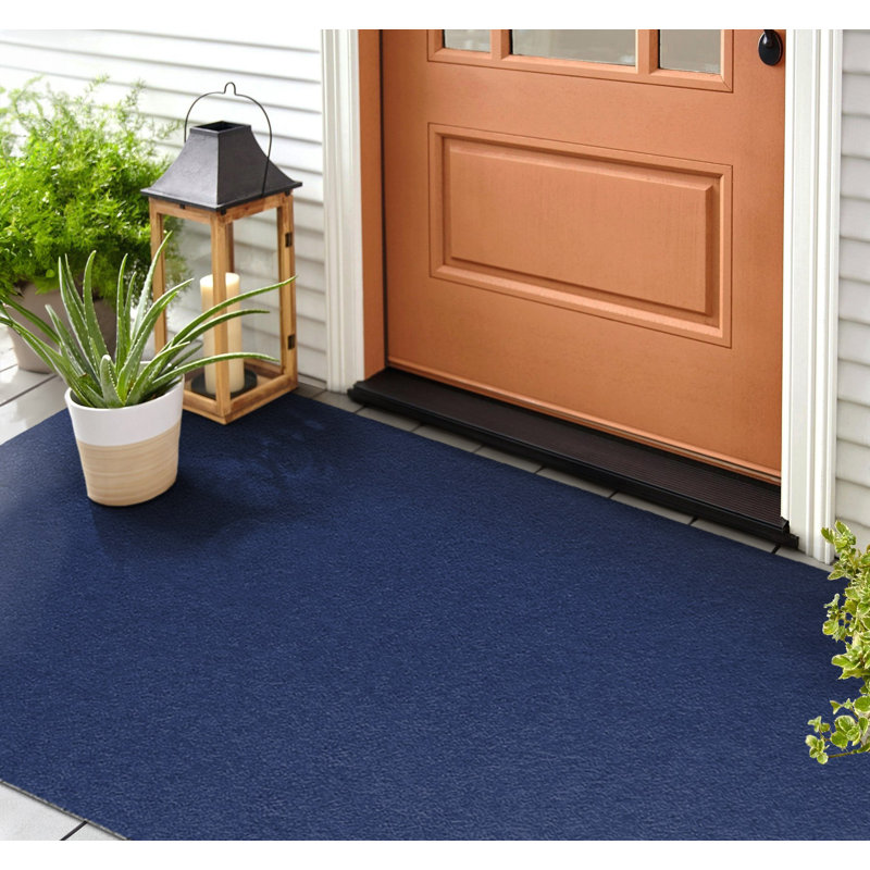 Non-Slip No Pattern Doormat, Night Blue