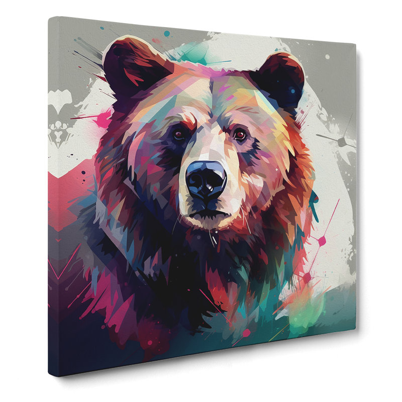 Bear Graphic Art No.1 - Wrapped Canvas - Framed Print, 50cm H x 50cm W x 3cm D