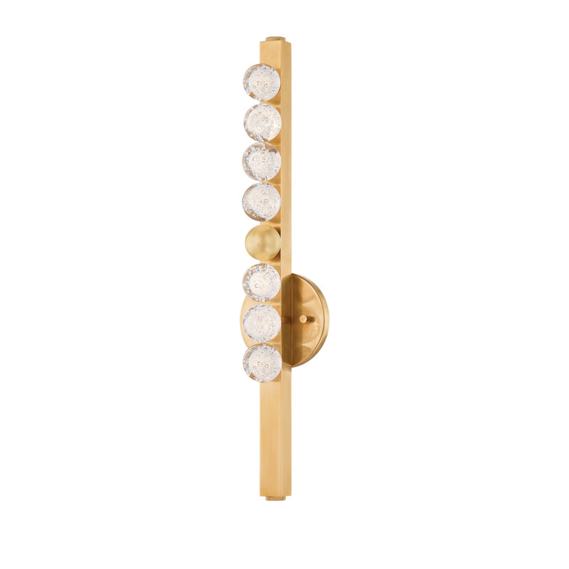 Vintage Brass Dimmable Sconce with Clear Crystal Shade