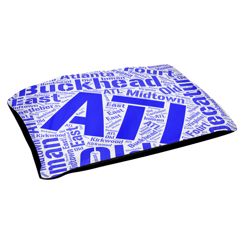 Coussin de chien « districts », Grand (l 40 po x P 30 po x H 14 po), Bleu, Atlanta