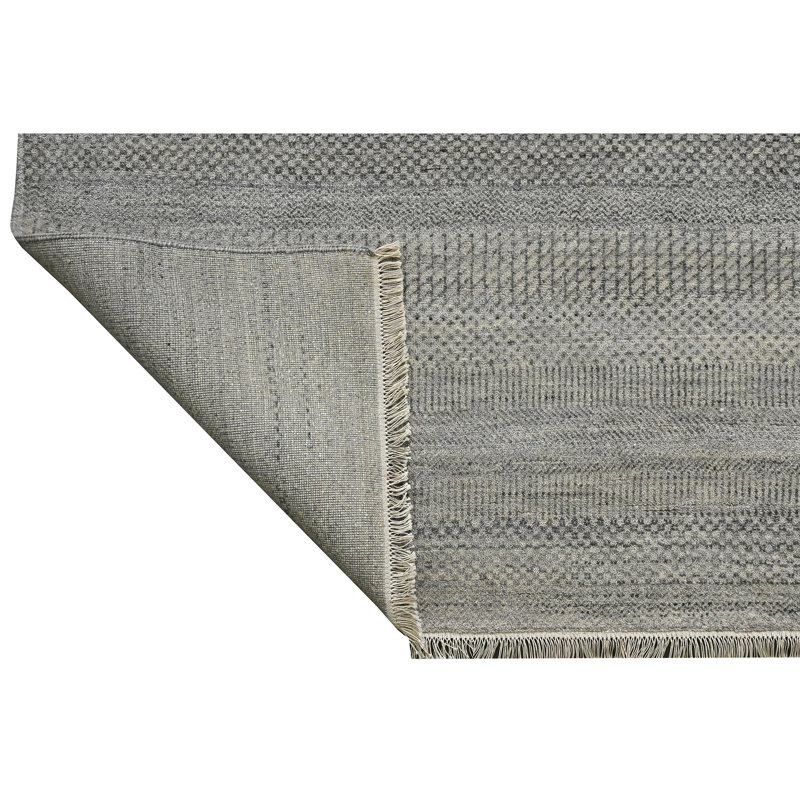 High-Quality Hand-Knotted Silver And Black Area Rug