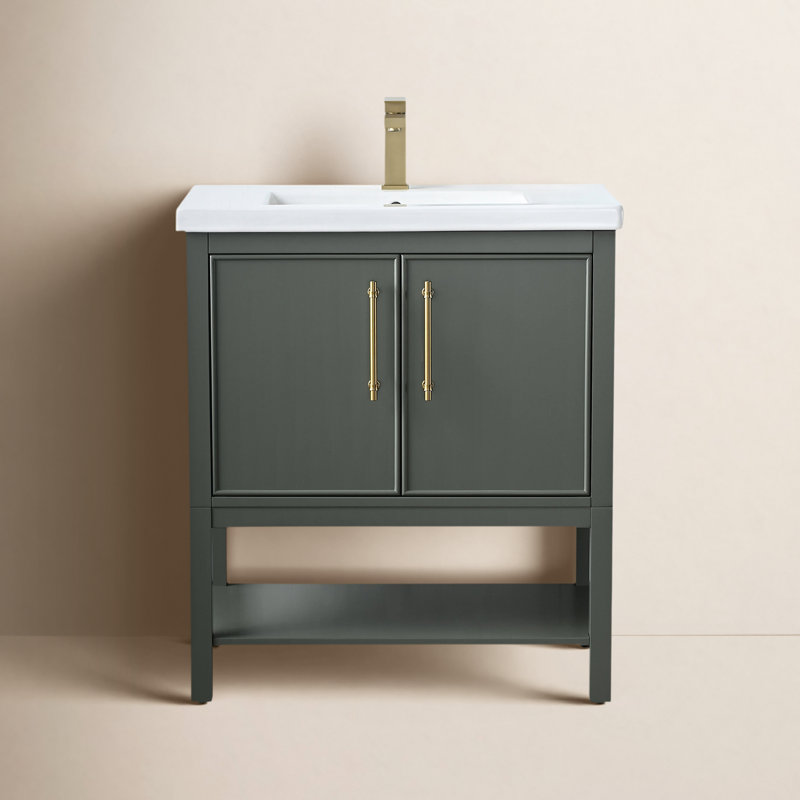 Ensemble de meuble-lavabo simple 30 po Jewell, Vert rétro / laiton antique