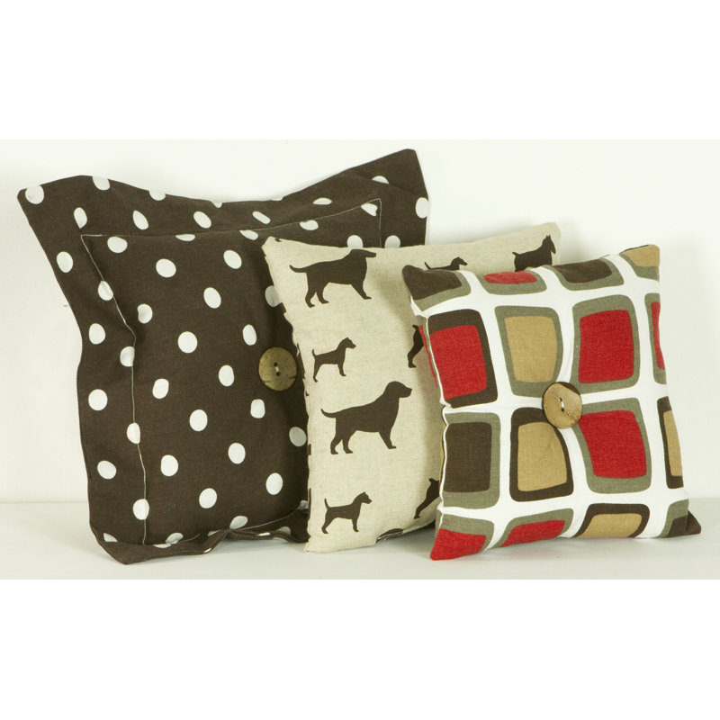 Houndstooth Buttons Cotton Reversible Throw Pillow