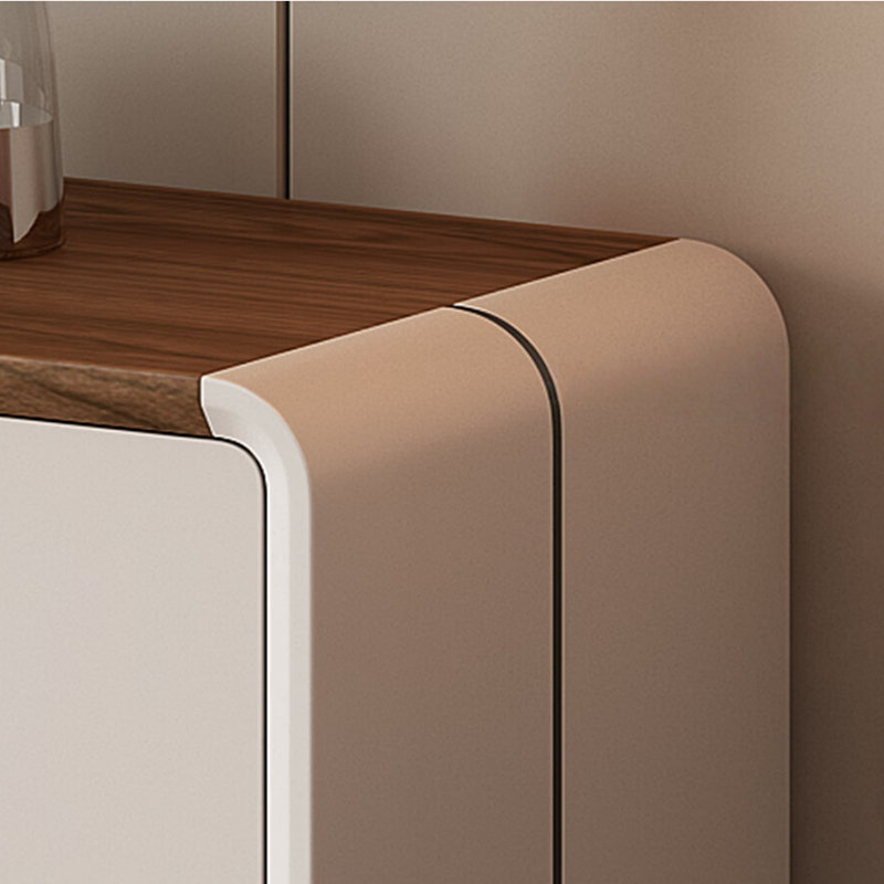 Meuble télé moderne et simple pour le salon, H 23,62 po x L 78,74 po x l 15,75 po, Blanc cassé / brun noisette