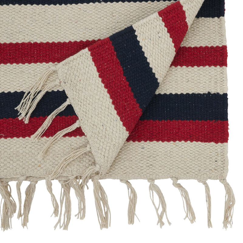 Patriotic Multicolor Cotton Fringe Table Runner