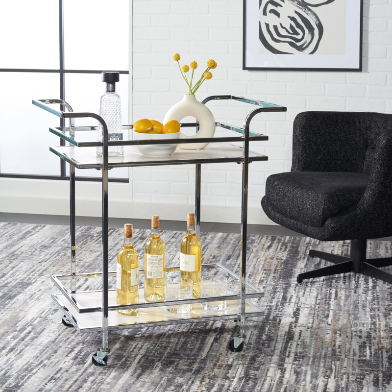 Meesha Metal Bar Cart, Chrome