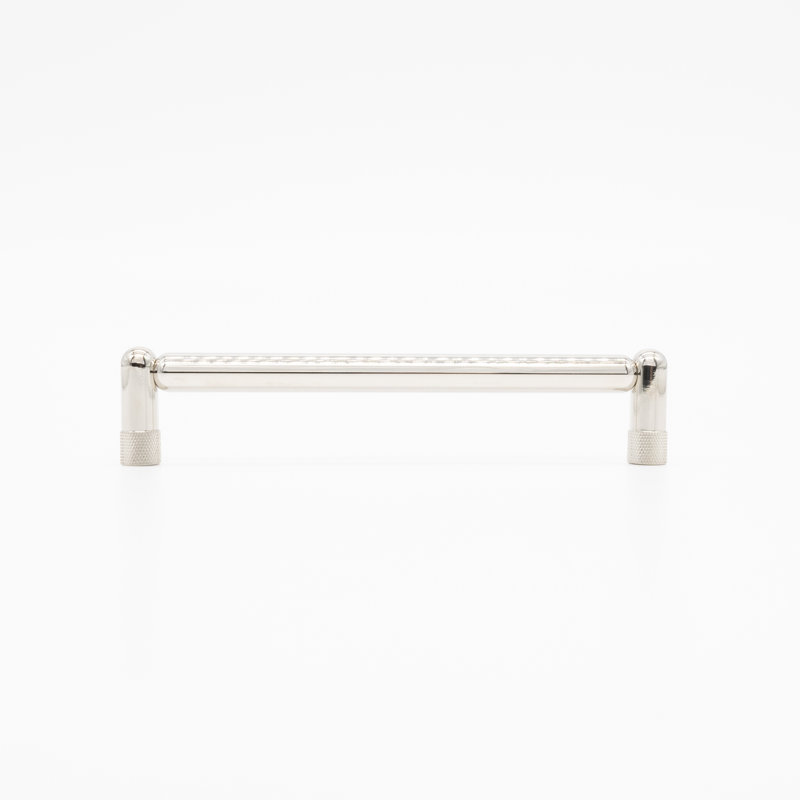 Knurled Bar / Handle Pull, 6", Polished Nickel