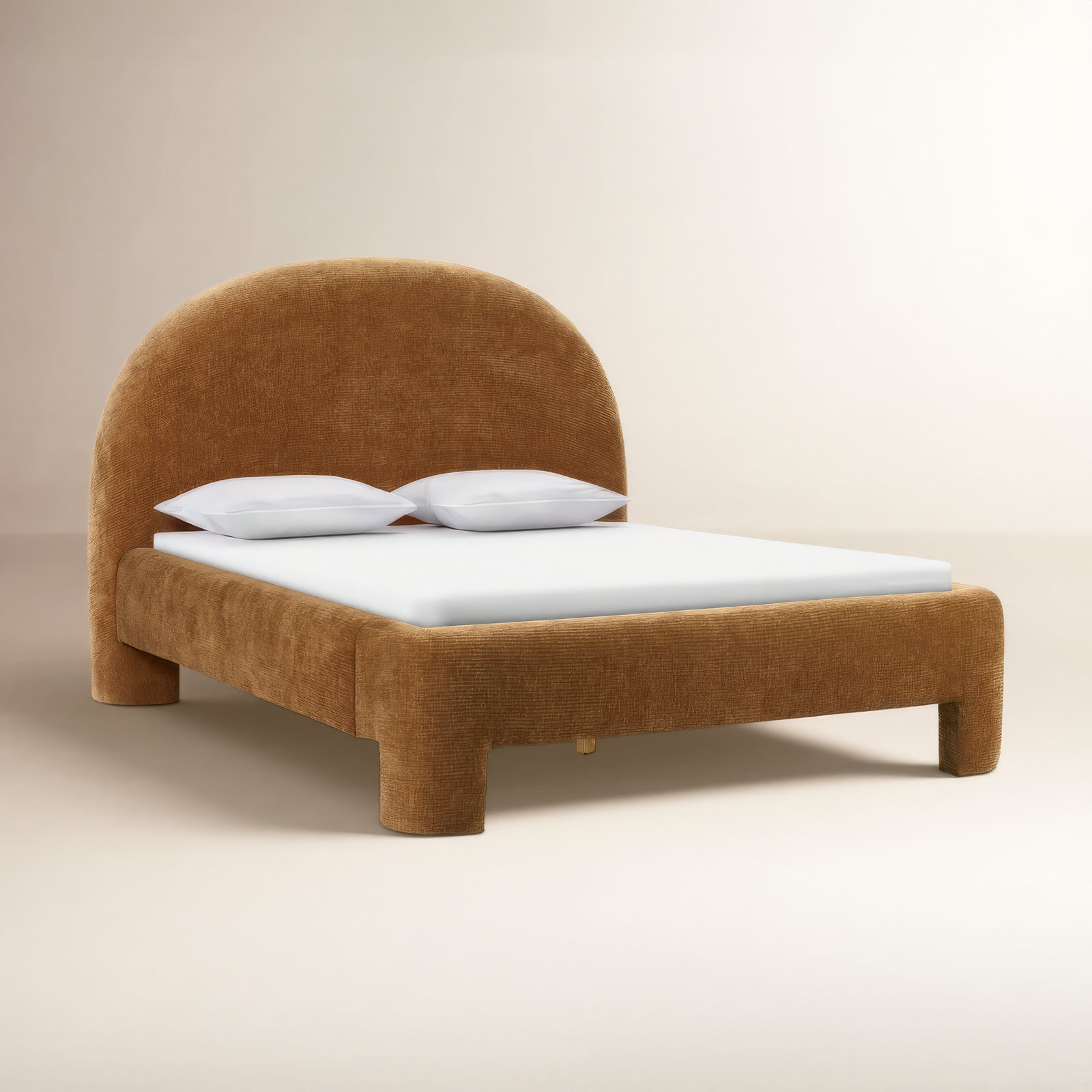 Mila Upholstered Platform Bed, Brown, King