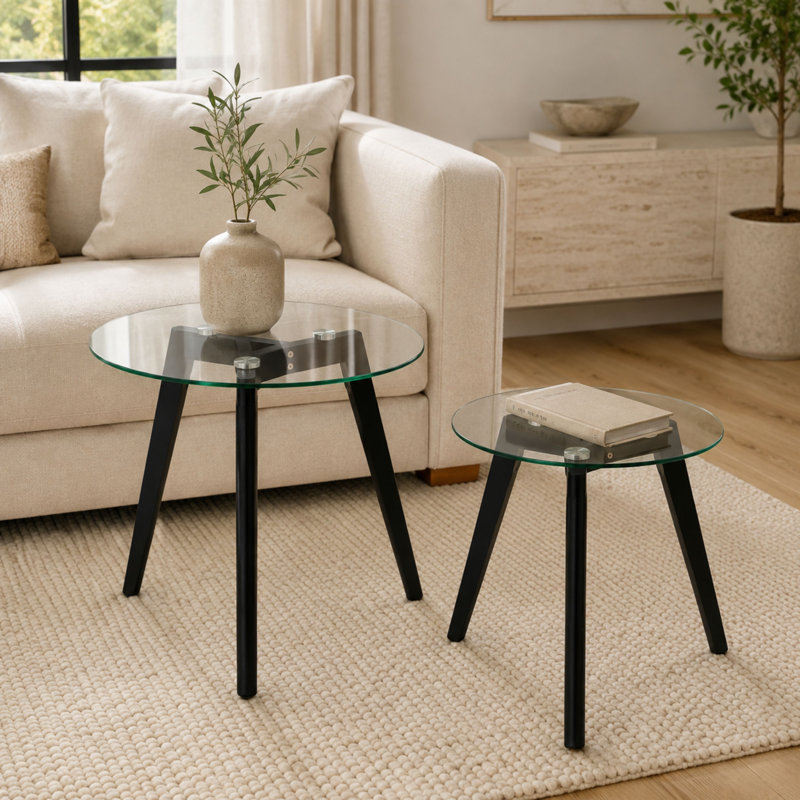 Ensemble de 2 tables gigognes modernes Ely, Noir