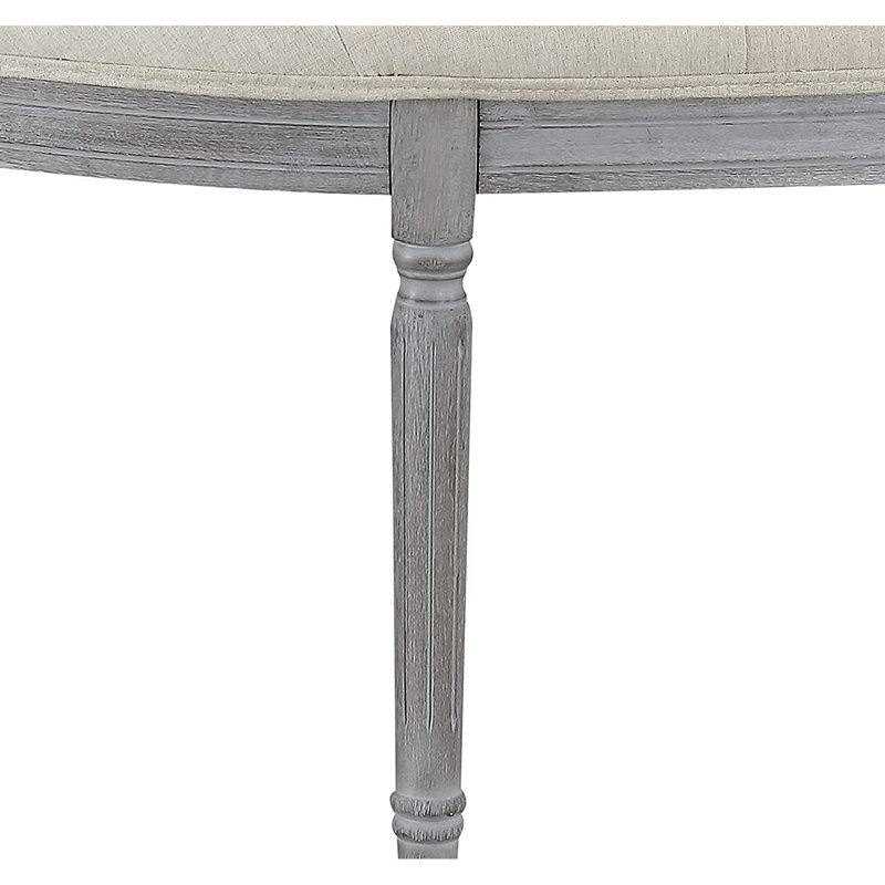 Banc côtier à boutons beige avec pattes gris patiné, s'adapte au mur encastré dans les chambres ou les couloirs, nettoyable par endroits décalés, conception américaine, capitonnage à 20 hauteurs et idéal pour les vestibules, facile à nettoyer.