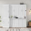 Grand lit escamotable en bois avec garde-robe, lit escamotable mural peu encombrant avec bureau, vérins à gaz, station de charge, blanc