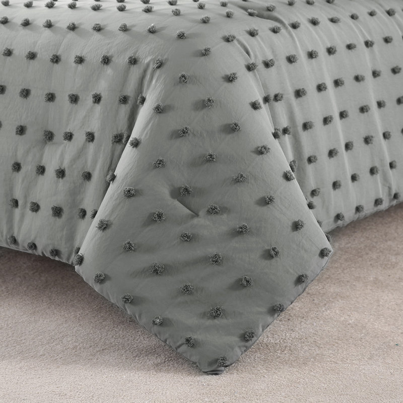 Ring Stitch Comforter, Twin Comforter + 1 Standard  Sham, Dark Gray