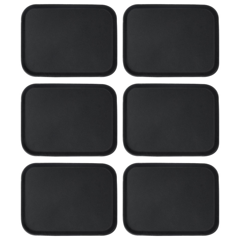 Argon Tableware Rectangle Non-Slip Serving Trays - 45.5cm x 35.5cm - Black, 2cm H x 41cm L x 41cm W