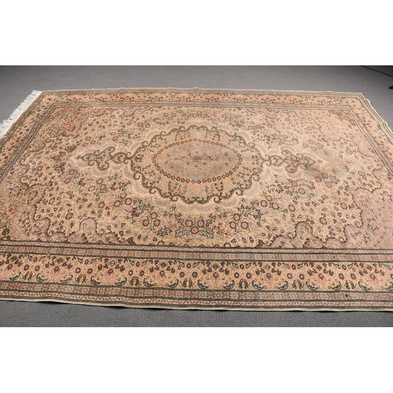 Tapis turc rétro de style kaiseri rétro de style Anatolien beige idéal pour les salons spacieux
