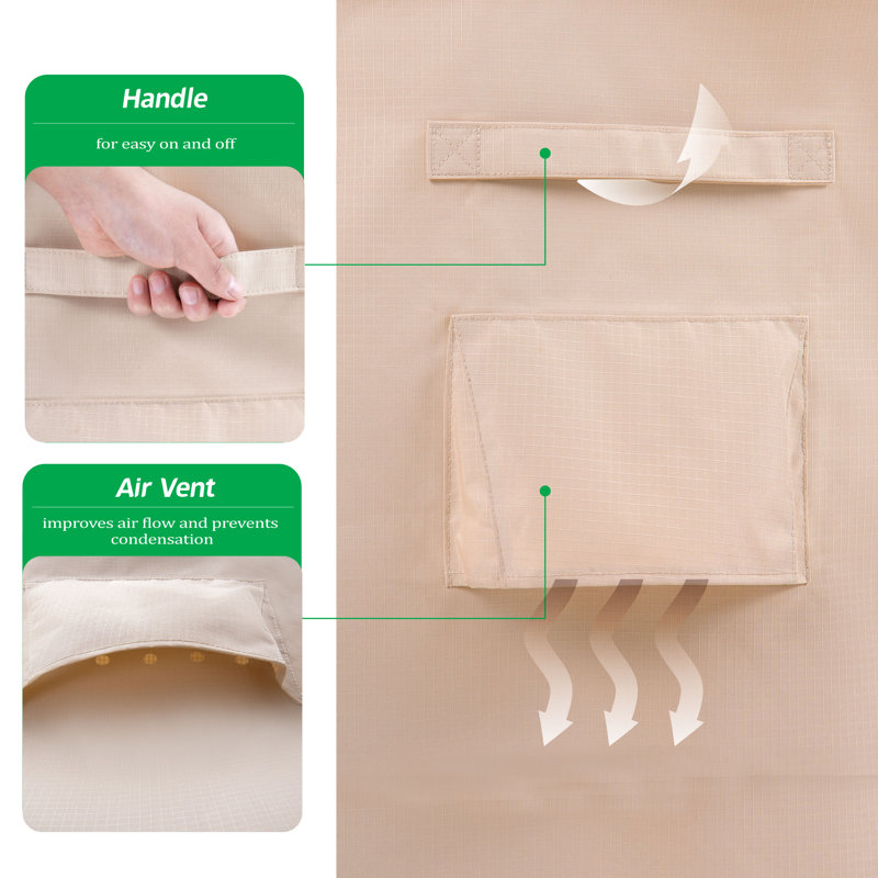 Premium Waterproof Outdoor Patio Sofa Cover: Latest Rip-Stop Fabric, 3-Year Warranty, Beige, 42" H x 92" W x 42" D