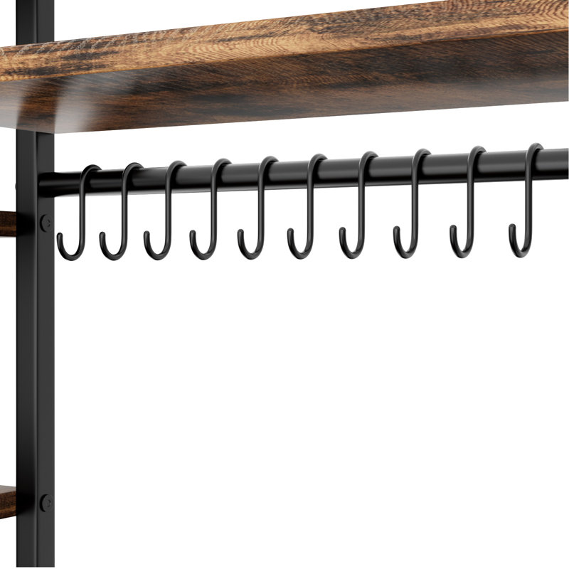 Étagère de boulanger de cuisine, étagère de boulanger avec câble d'alimentation de 5 pi avec prise de courant, support de cuisine avec barre de support en forme de X, 10 crochets en forme de S, support de bar à café pour les plats, bouteilles d'ép