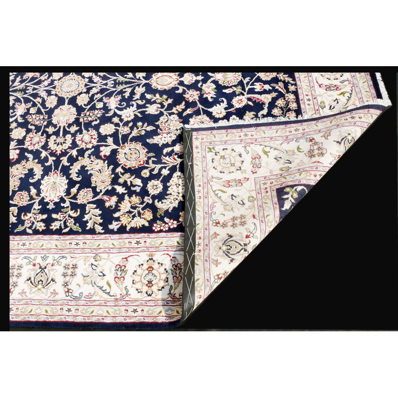 Walton Oriental Area Rug in White/Navy Blue