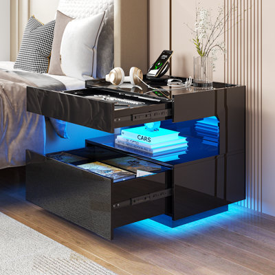 55cm W Manufactured Wood Bedside Table