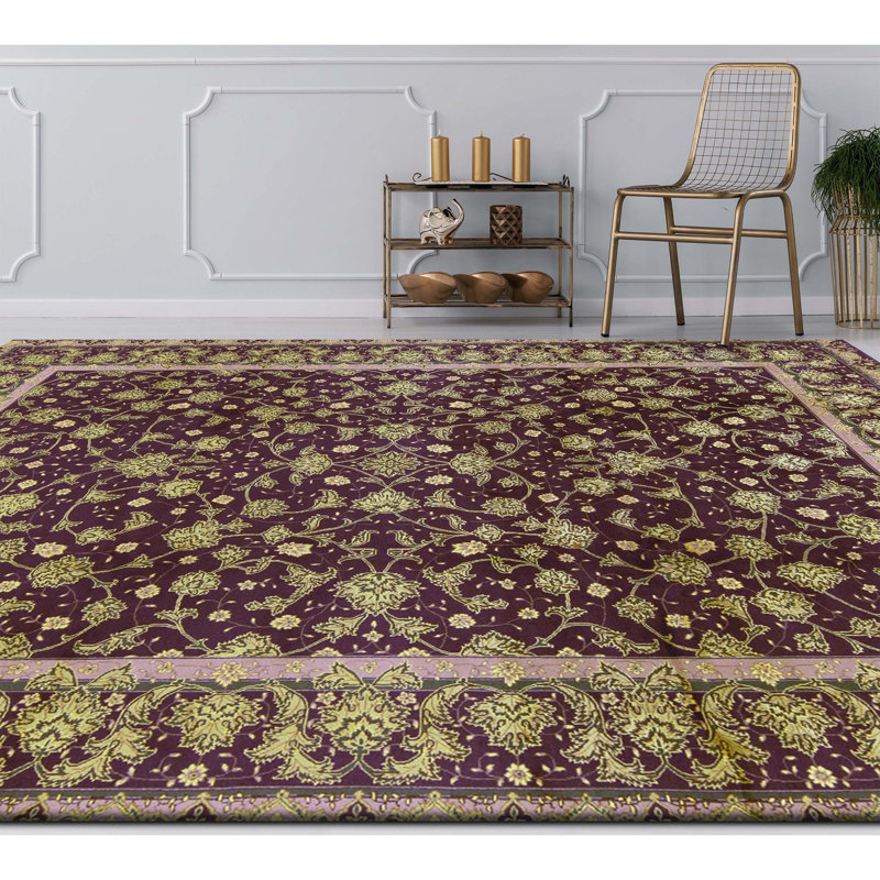 Tapis aubergine de haute qualité noué à la main