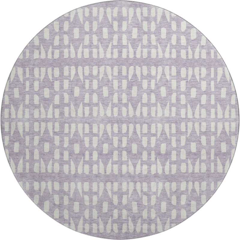 Tapis lavande Prisco lavable à la machine de qualité supérieure, Rond 8 pi