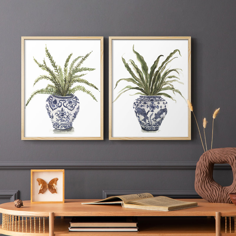 Impression encadrée Fern House I-Premium - prête à être accrochée - aucun clou requis - aucun clou requis, Bois naturel