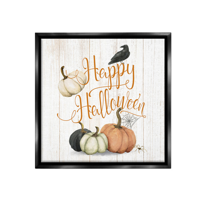 «Rustic Happy Halloween» par Deane Beesley sur, Cadre flottant noir de jais, H 18 po x l 18 po