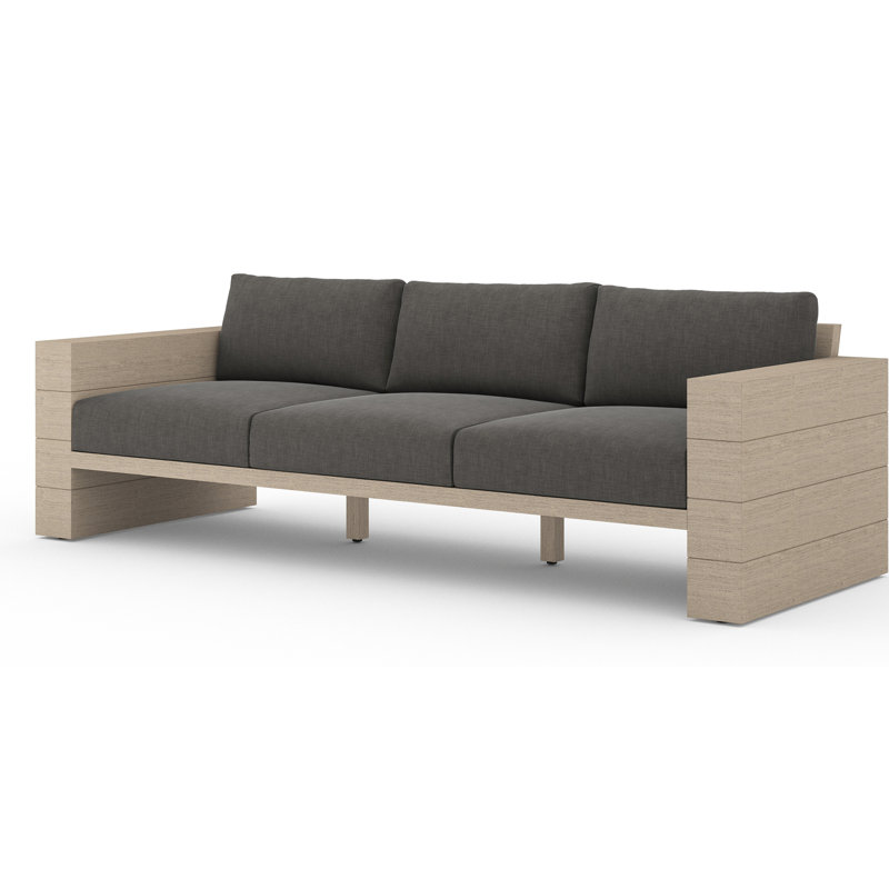 Tsubaki 96" Wide Patio Sofa, Washed Brown, Charcoal Polypropylene/Olefin