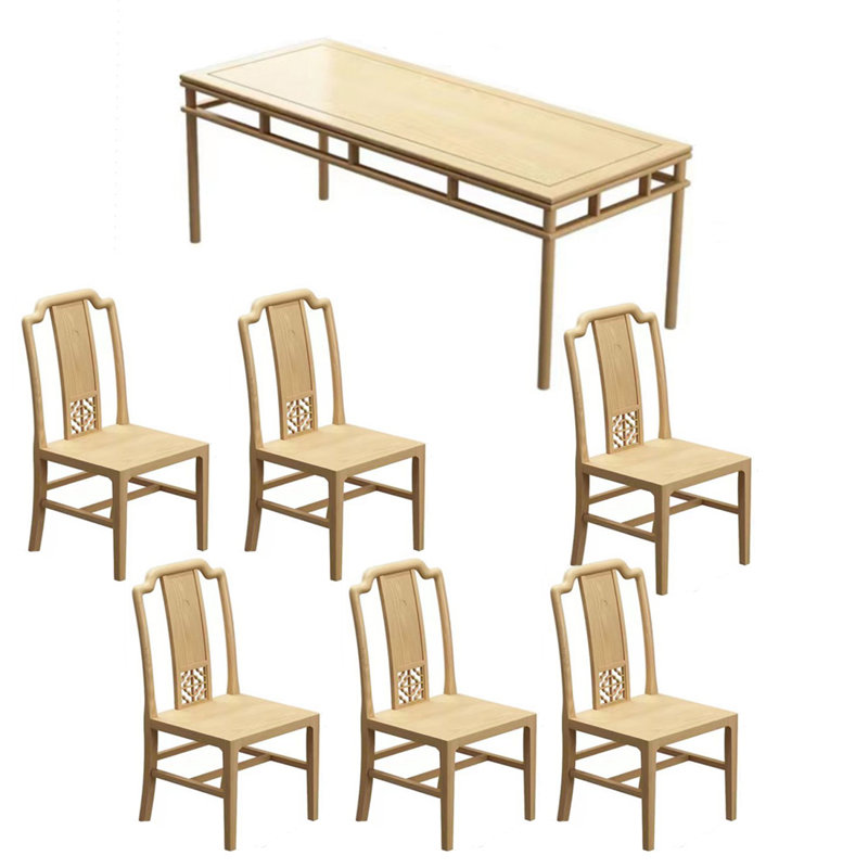 Table de salle à manger et chaise en bois de frêne massif, H 29,53 po x L 70,87 po x l 31,5 po