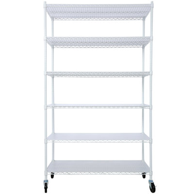 6 Tier 6000lbs Capacity NSF Metal Shelf Wire Shelving Unit, Heavy Duty Adjustable Storage Rack with Wheels & Shelf Liners for Commercial Grade Utility Steel Storage Rack, White- 82"H x 48"L x 18"D