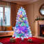 Arbre de Noël artificiel pré-éclairé avec base en métal, 800 branches, 300 lumières DEL et 11 modes d'éclairage Sliver