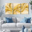 Ensemble de 3 tableaux abstraits sur toile, motif vagues dorées et crème, pour la décoration du salon, de la chambre ou du bureau.-138139052