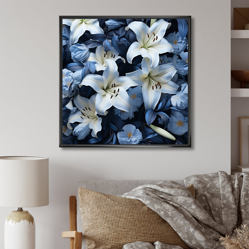 «White Lily», impression sur toile, Cadre flottant noir, H 16 po x l 16 po x P 1 po