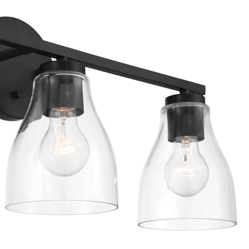 Lumière de meuble-lavabo à intensité variable, Noir mat, Trois lumières, 10" H x 22" W x 6.5" D