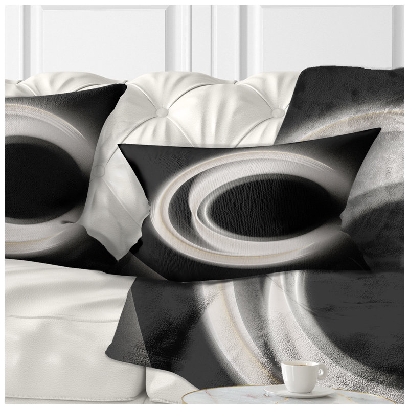 Blanc fractal sur fond noir - coussin imprimé abstrait
