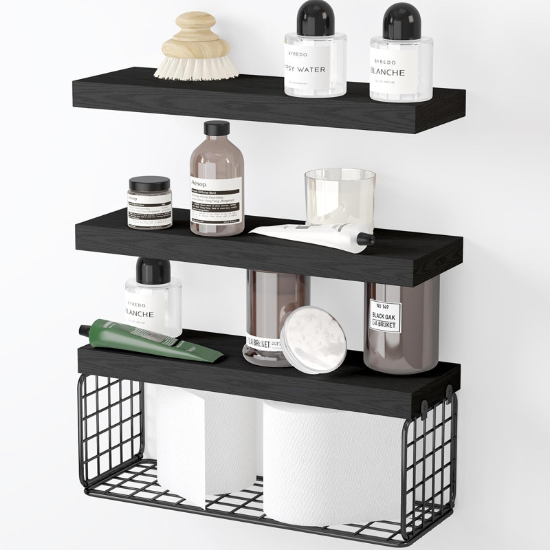 Thoralf 3 Piece Floating Shelf, Black